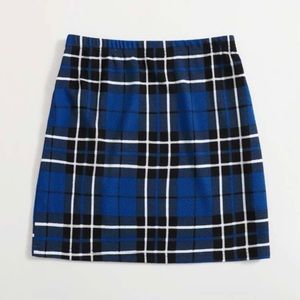 Blue Plaid Mini Skirt